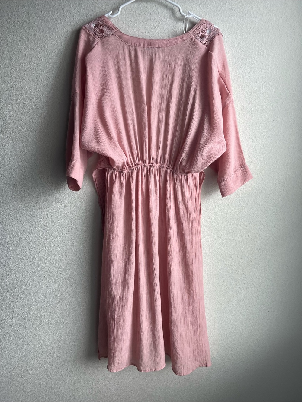 Love Tree Blush Pink Crochet Trim Kimono Duster Cardigan - Picture 6 of 10